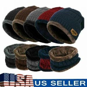 Winter Warm Knit Hat Scarf Set Men Women Kids Ear Head Neck Cover Ski Beanie Cap